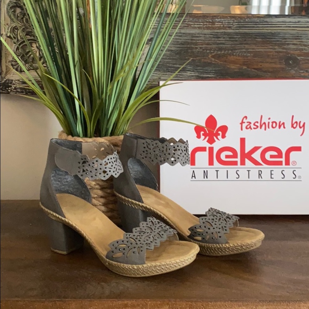 Rieker Rabea Ankle Strap Block Heel Shoes